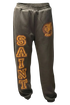 GREY BURGUNDY VARSITY SWEATS featuring the word SAINT in bold lettering, showcasing a sporty urban style.