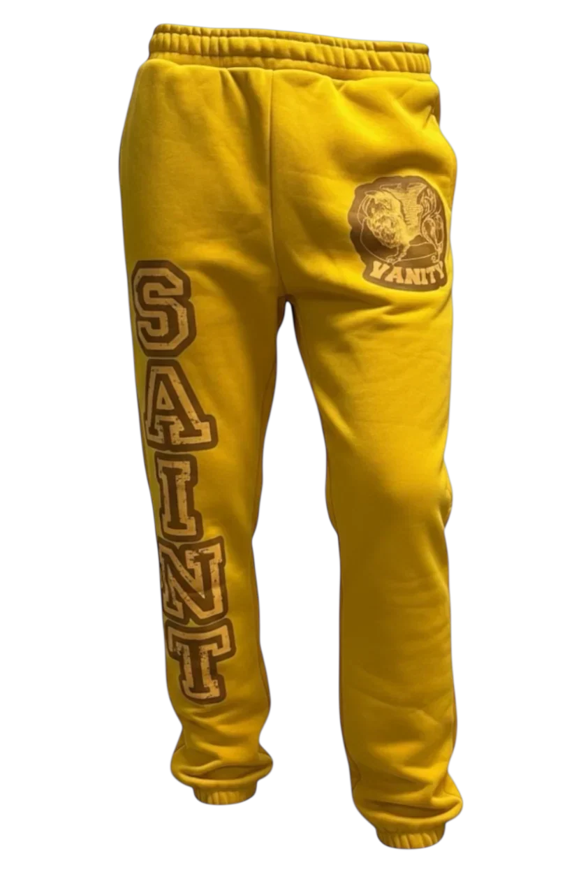 MUSTARD &amp; BROWN VARSITY SWEATS streetwear outfit