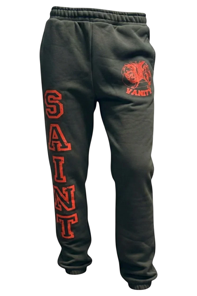 BLACK &amp; RED GRIFFIN SWEATS by Saint Vanity featuring red graphic details and comfortable fit.