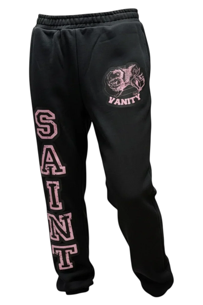 Saint Vanity Black &amp; Pink Varsity Sweats