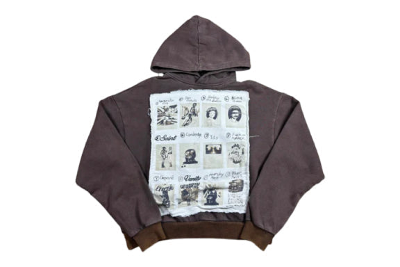 Saint Vanity Collage Patch Hoodie Brown