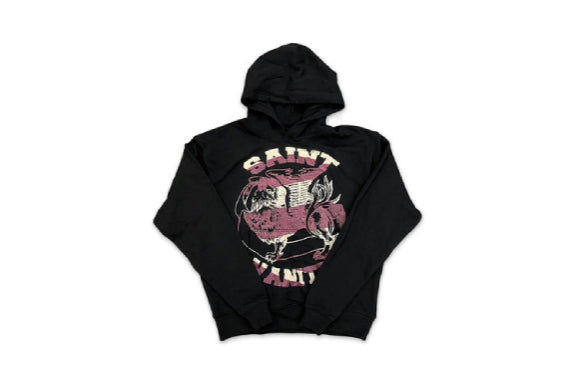 Saint Vanity Logo Hoodie Black Burgundy