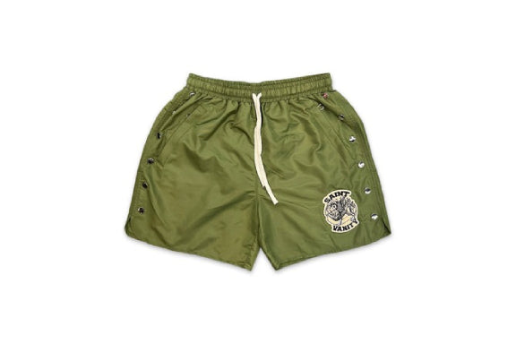 Saint Vanity Logo Nylon Shorts Olive