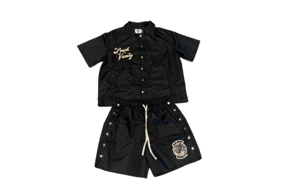 Saint Vanity Zip Up Short Set in Black